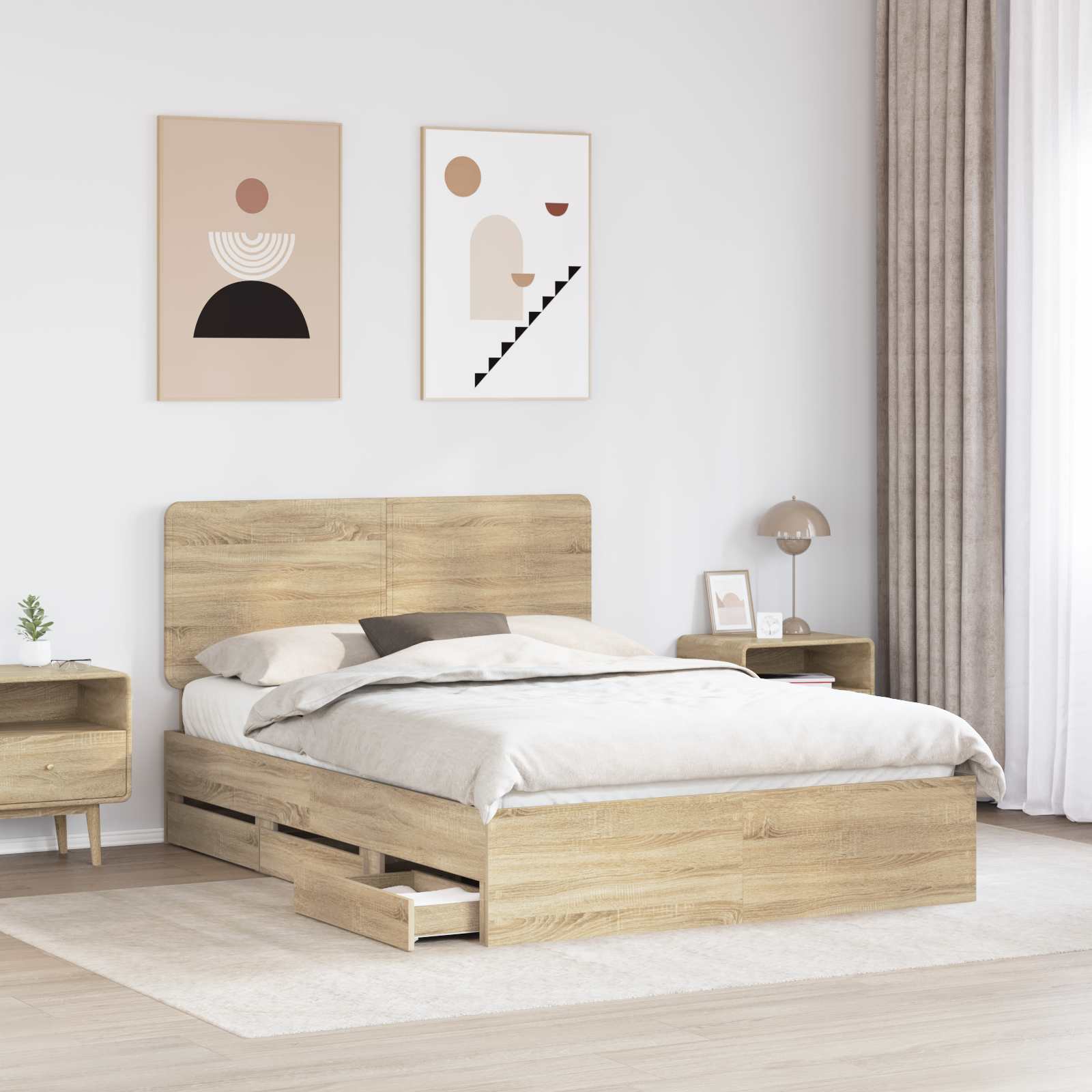 Bettrahmen Sonoma-Eiche 140 x 200 cm Ingenieurs Holz