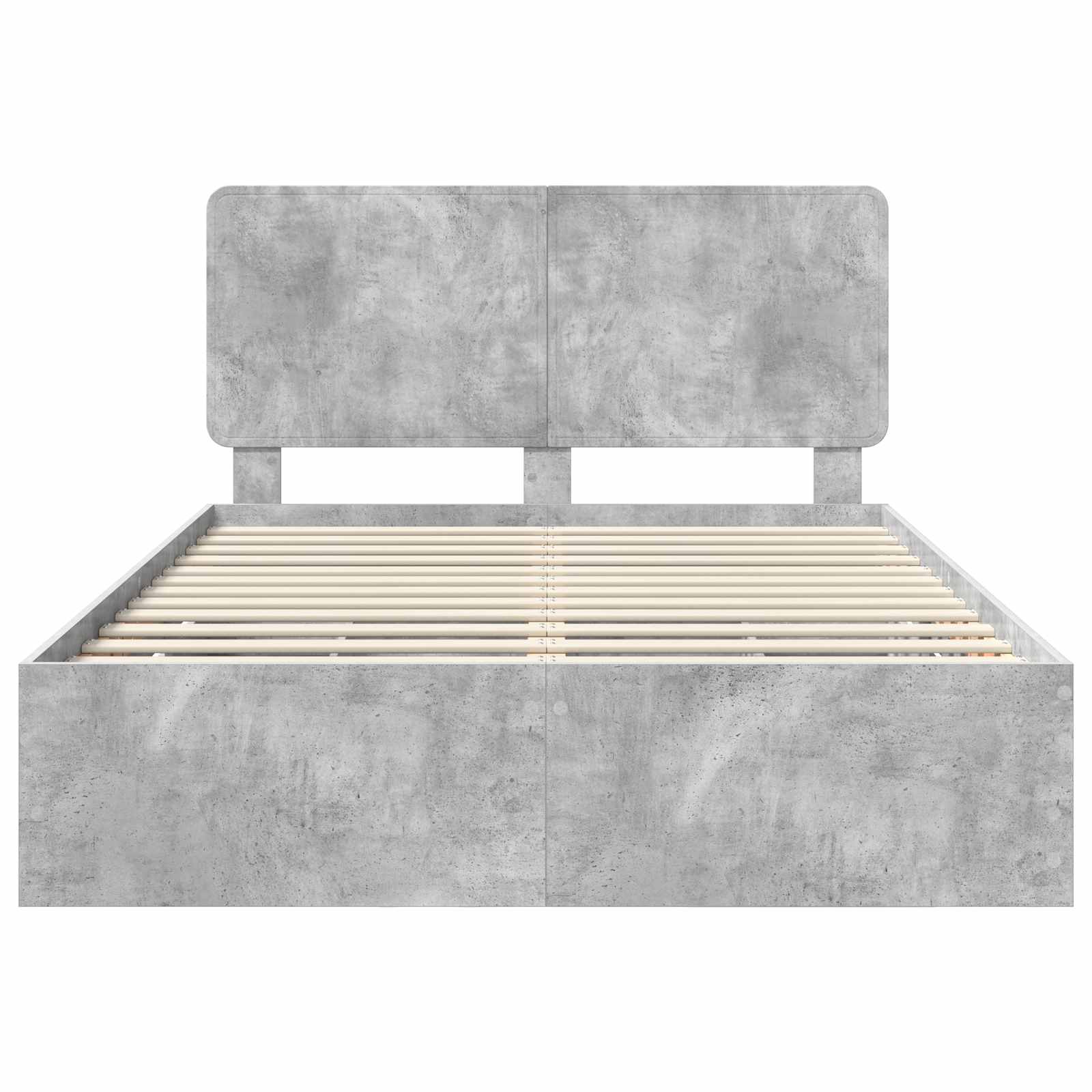 Bettrahmen mit Kopfteil Beton Grau 140 x 200 cm Ingenieurs Holz