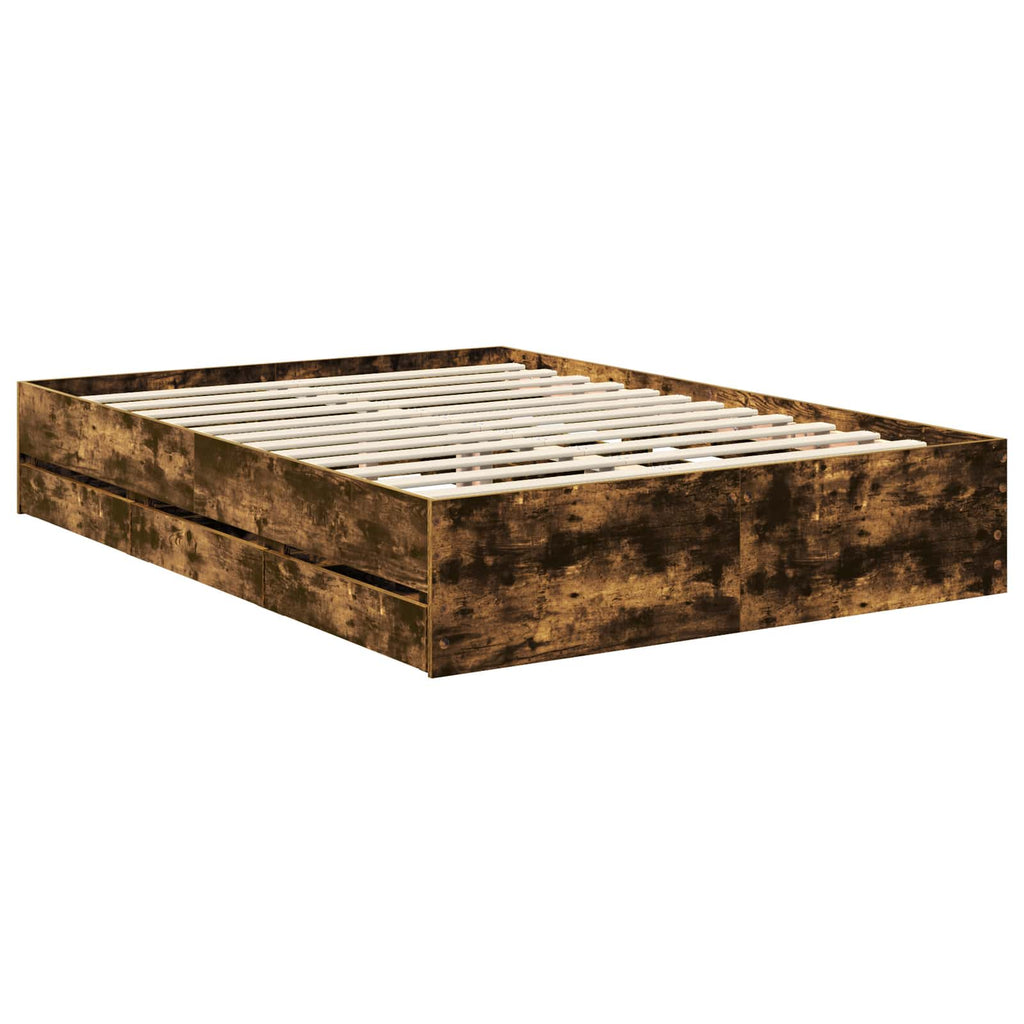 Bettrahmen Geräucherte Eiche 140 x 190 cm Ingenieurs Holz