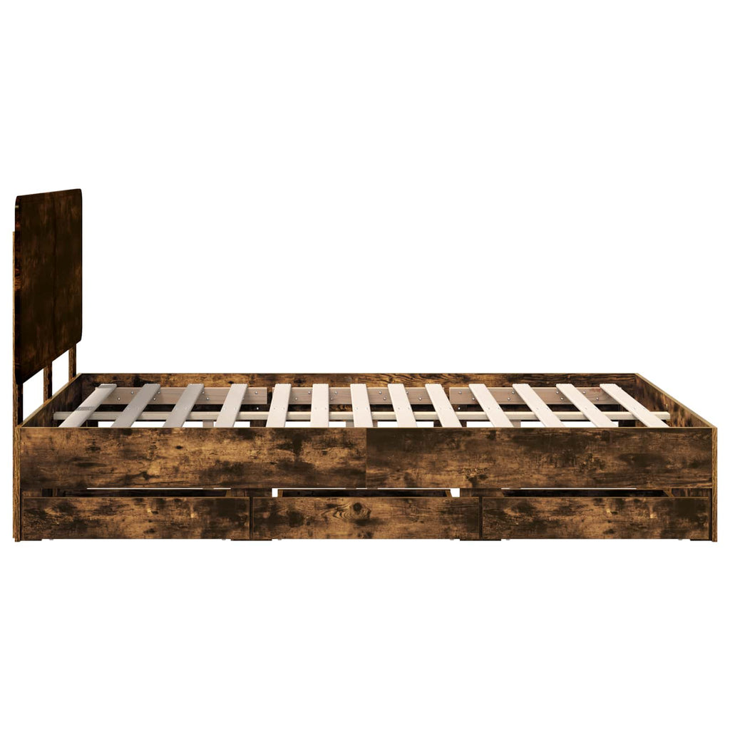 Bettrahmen Geräucherte Eiche 140 x 190 cm Ingenieurs Holz