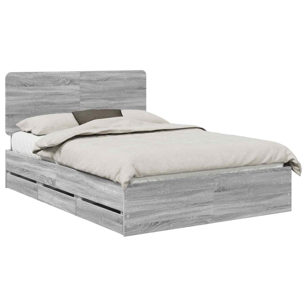 Bettrahmen Graues Sonoma 140 x 190 cm Ingenieurs Holz