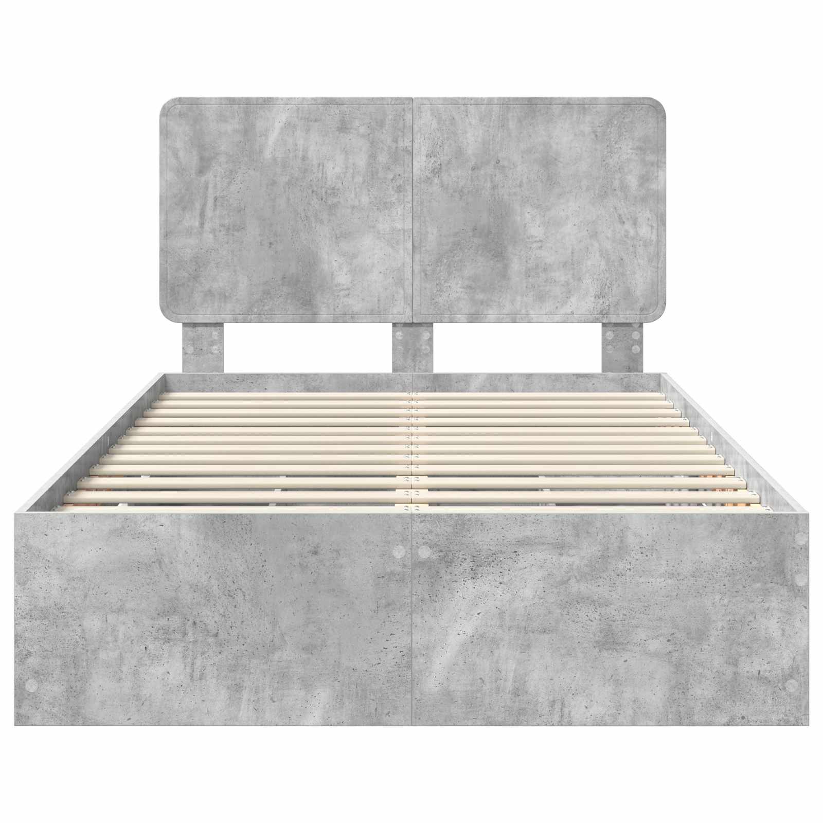 Bettrahmen mit Kopfteil Beton Grau 135 x 190 cm Ingenieurs Holz
