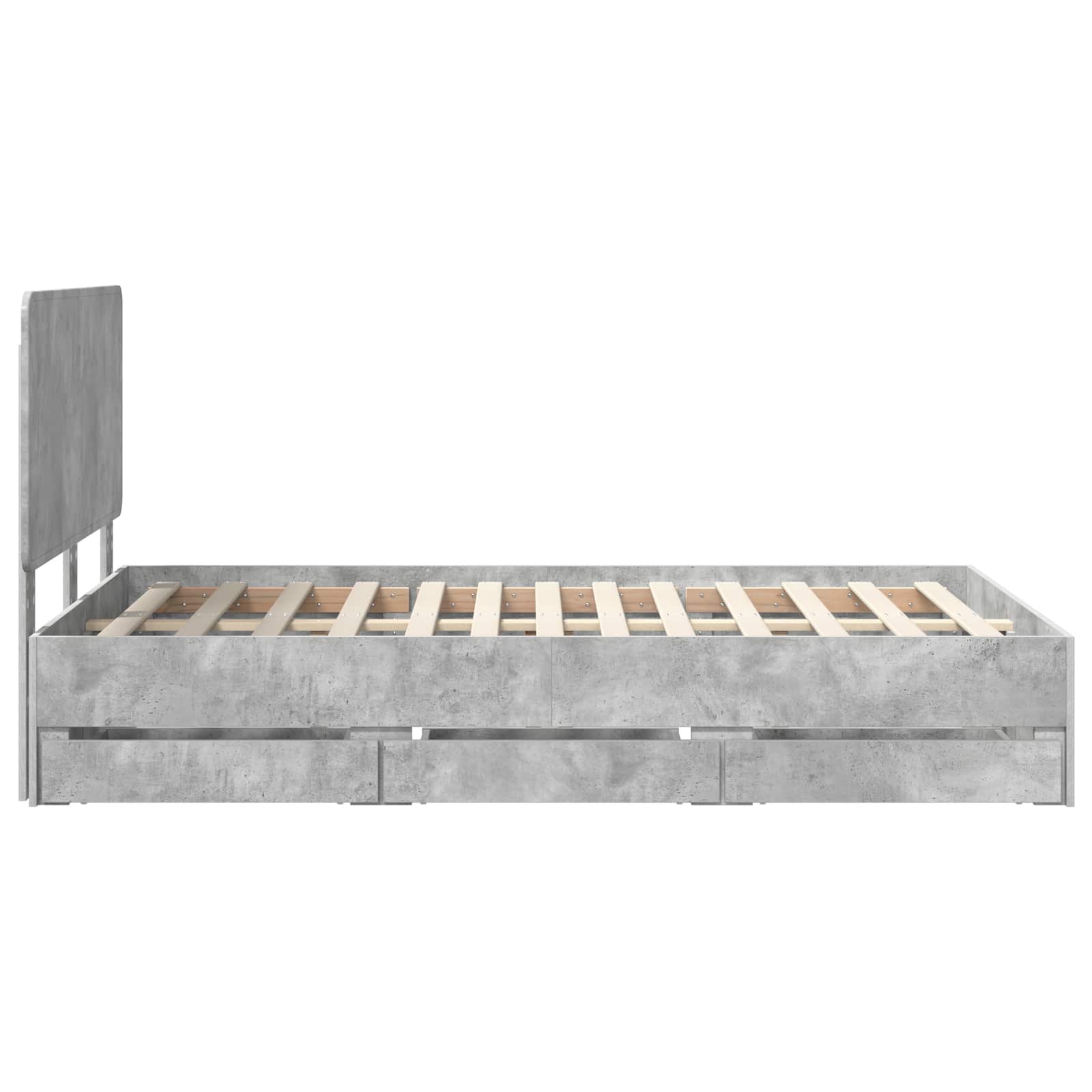 Bettrahmen mit Kopfteil Beton Grau 135 x 190 cm Ingenieurs Holz