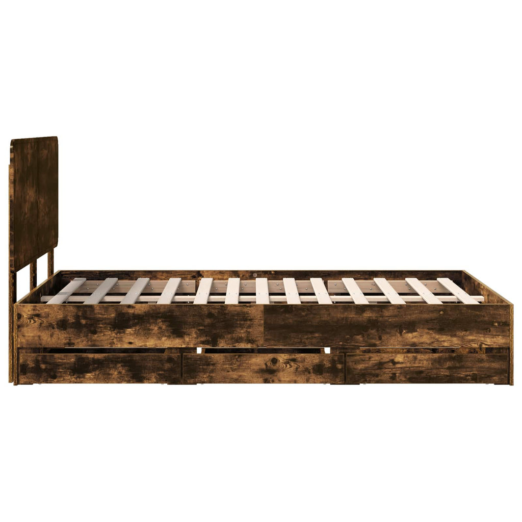 Bettrahmen Geräucherte Eiche 135 x 190 cm Ingenieurs Holz