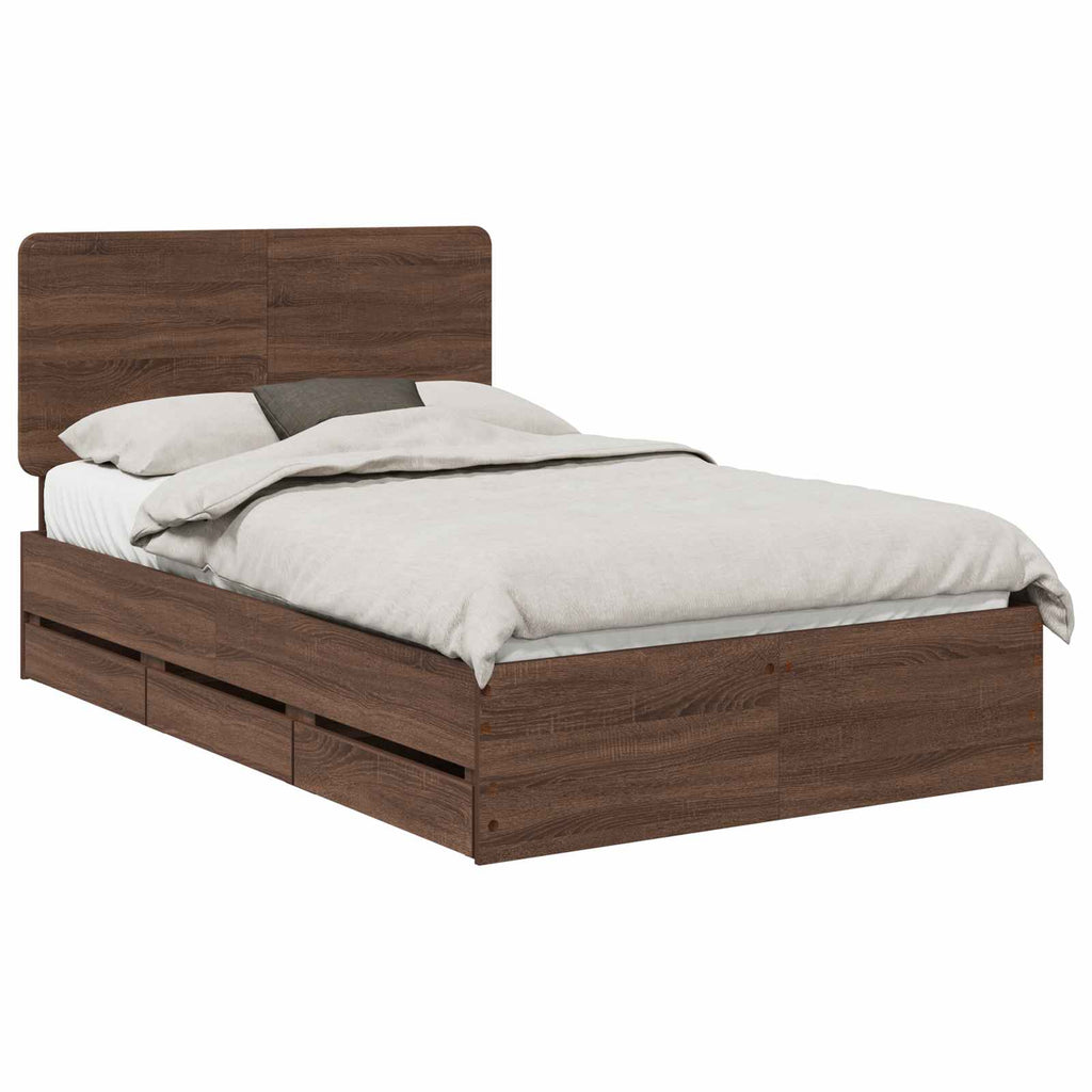 Bettrahmen Braun Eichen-Optik 135 x 190 cm Ingenieurs Holz