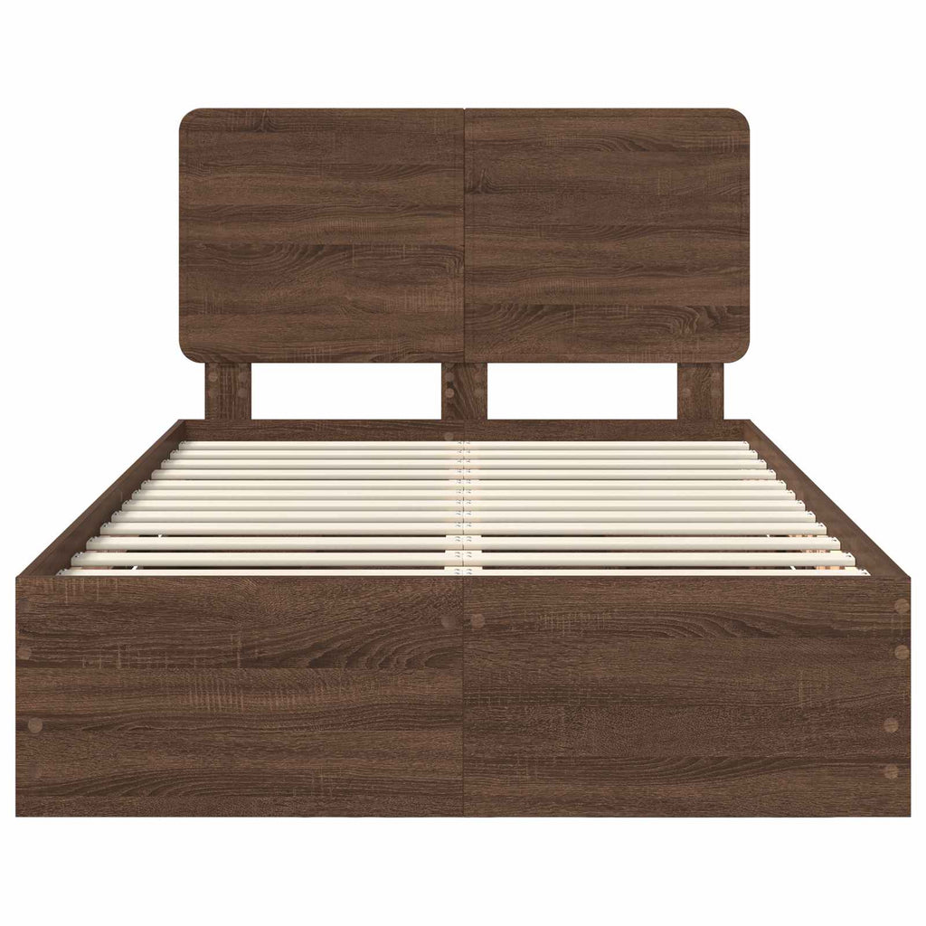 Bettrahmen Braun Eichen-Optik 135 x 190 cm Ingenieurs Holz