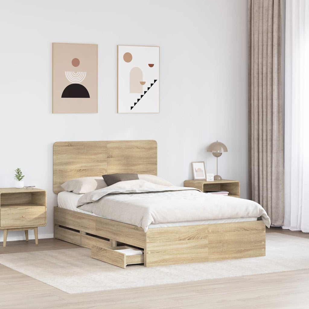 Bettrahmen Sonoma-Eiche 120 x 200 cm Ingenieurs Holz