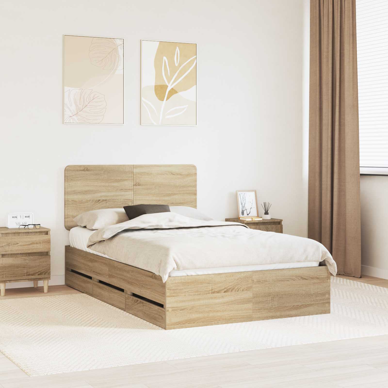 Bettrahmen Sonoma-Eiche 120 x 190 cm Ingenieurs Holz
