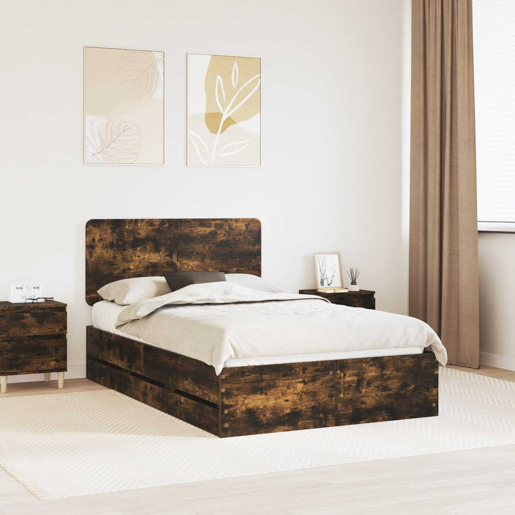 Bettrahmen Geräucherte Eiche 120 x 190 cm Ingenieurs Holz