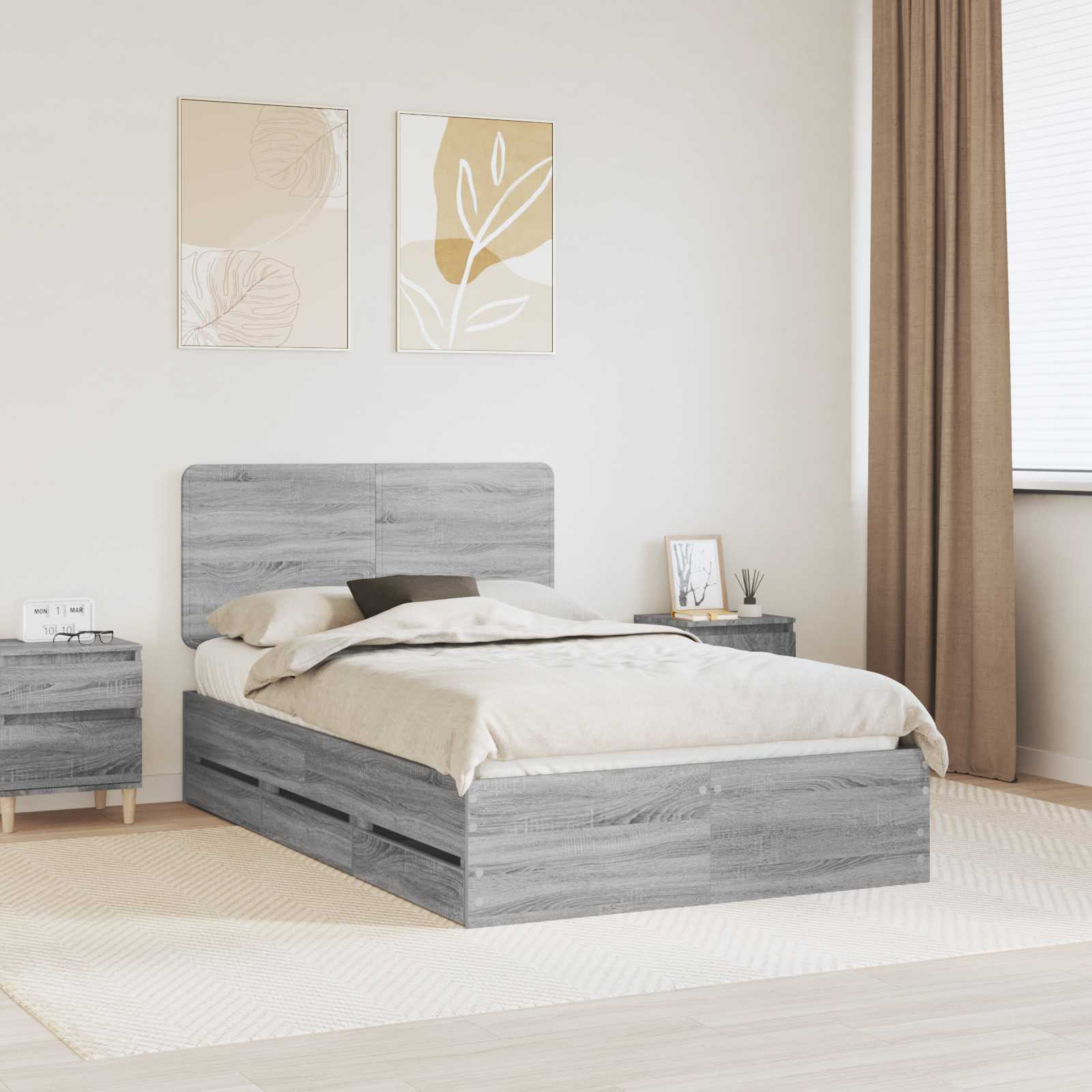 Bettrahmen Graues Sonoma 120 x 190 cm Ingenieurs Holz