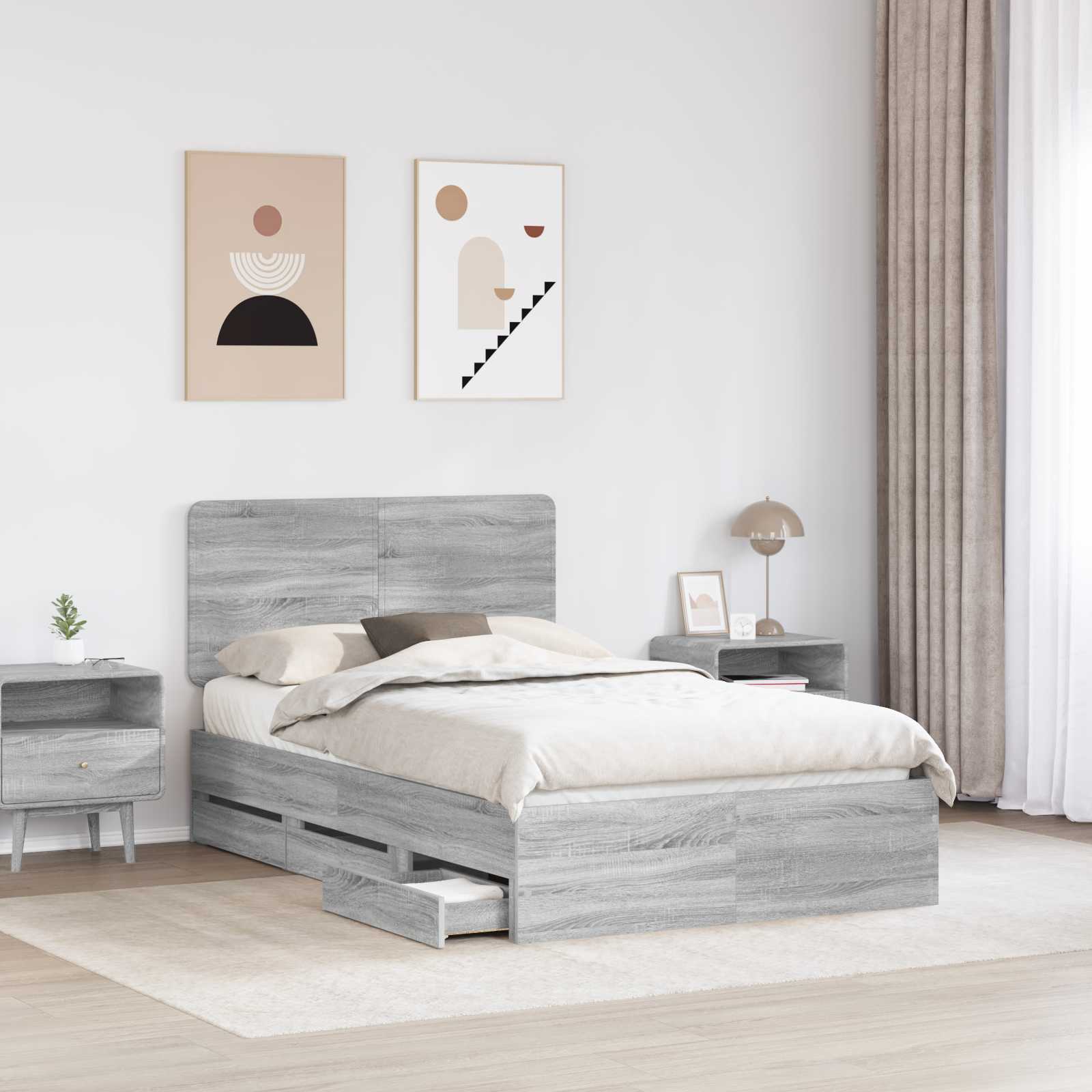 Bettrahmen Graues Sonoma 120 x 190 cm Ingenieurs Holz
