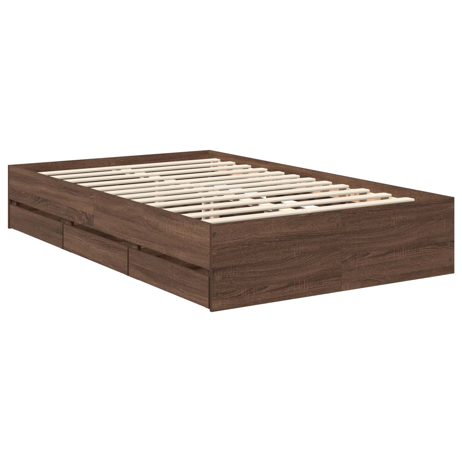 Bettrahmen Braun Eichen-Optik 120 x 190 cm Ingenieurs Holz