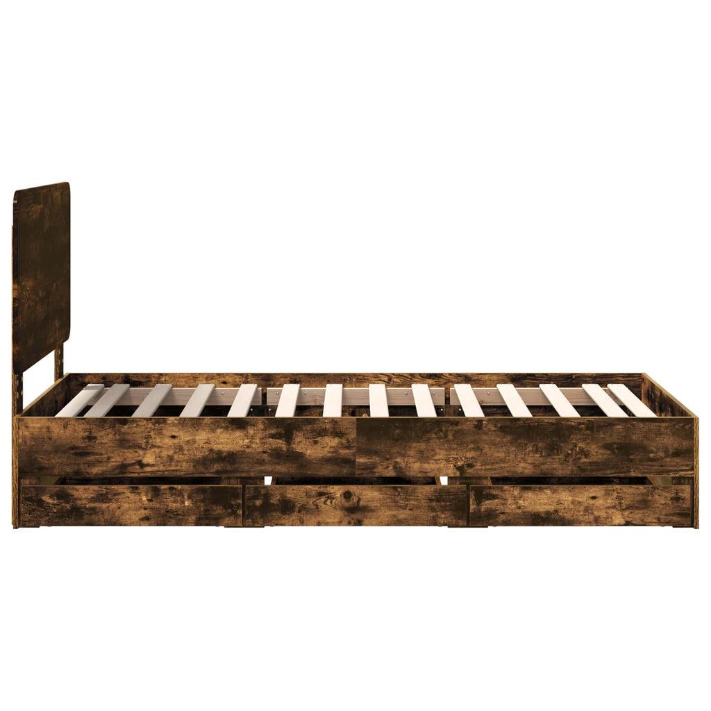 Bettrahmen Geräucherte Eiche 100 x 200 cm Ingenieurs Holz
