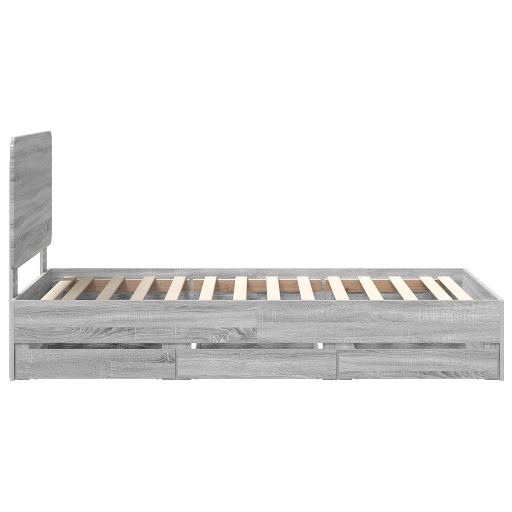 Bettrahmen Graues Sonoma 100 x 200 cm Ingenieurs Holz