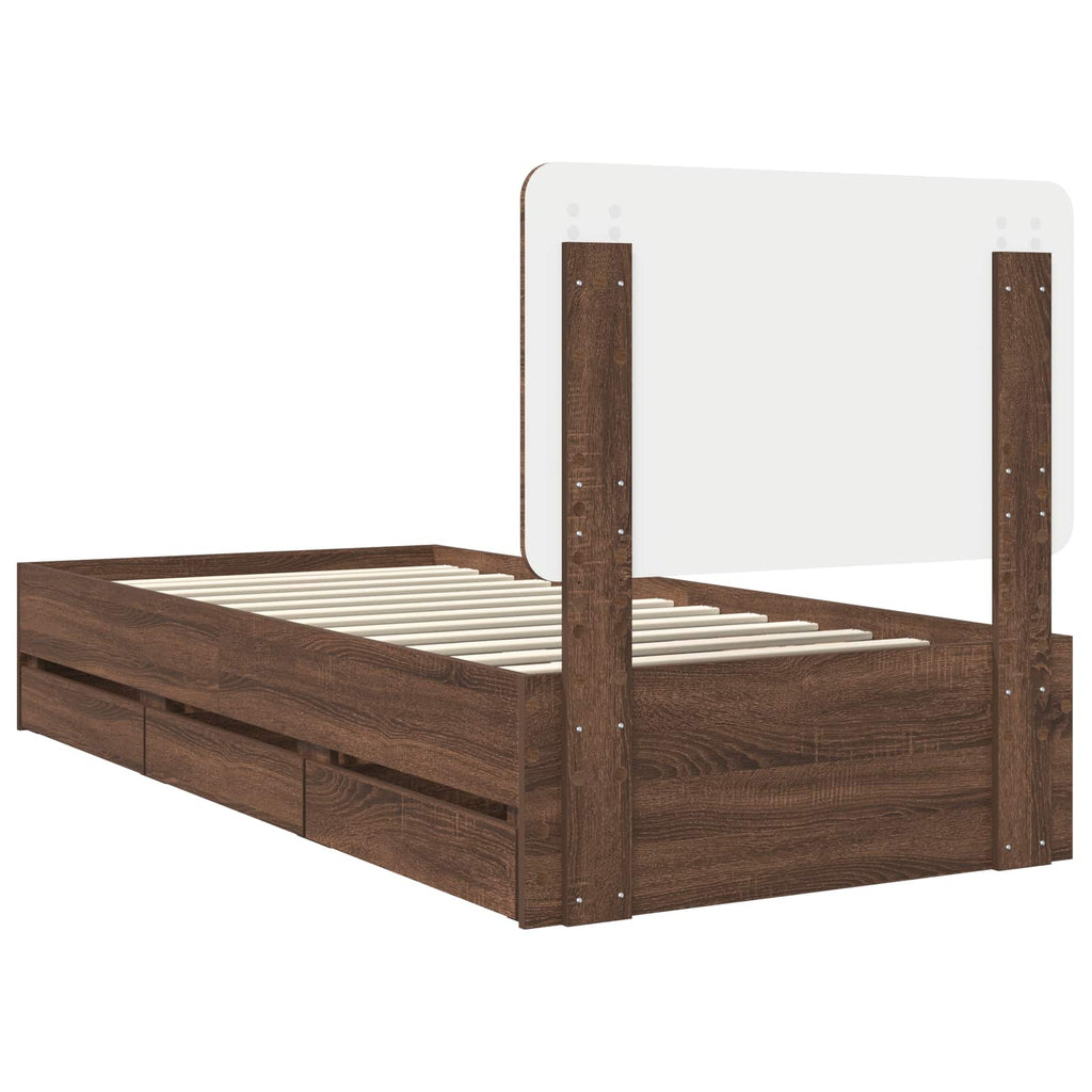 Bettrahmen Braun Eichen-Optik 100 x 200 cm Ingenieurs Holz
