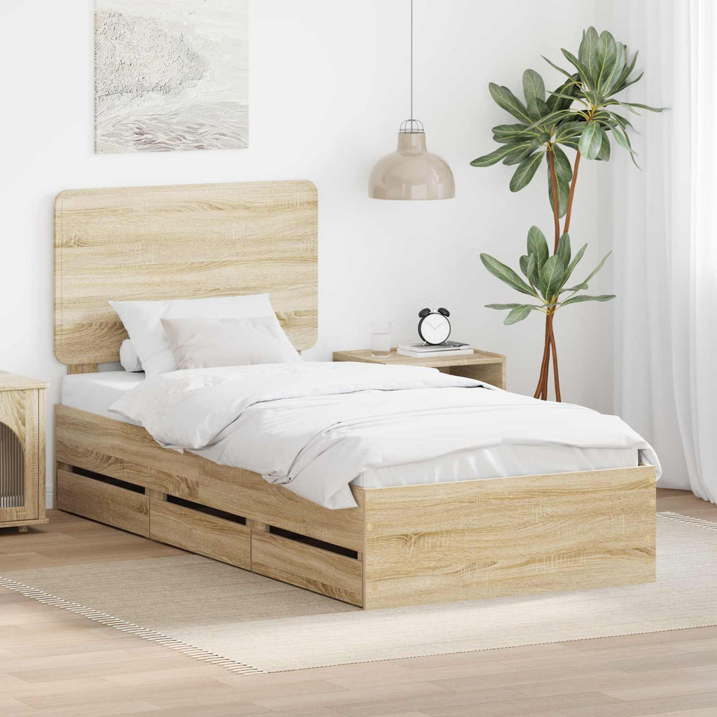 Bettrahmen Sonoma-Eiche 90 x 200 cm Ingenieurs Holz