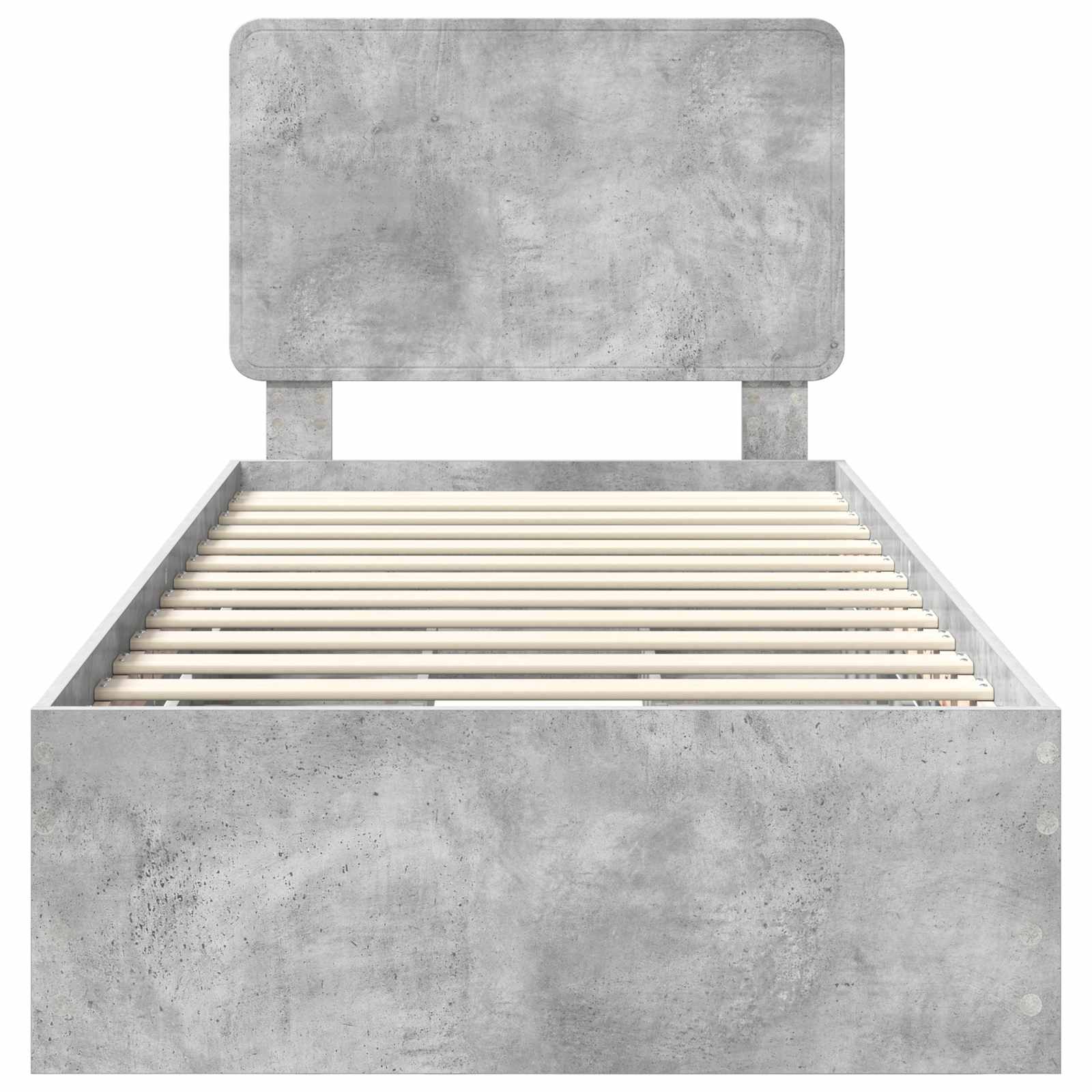 Bettrahmen mit Kopfteil Beton Grau 90 x 200 cm Ingenieurs Holz