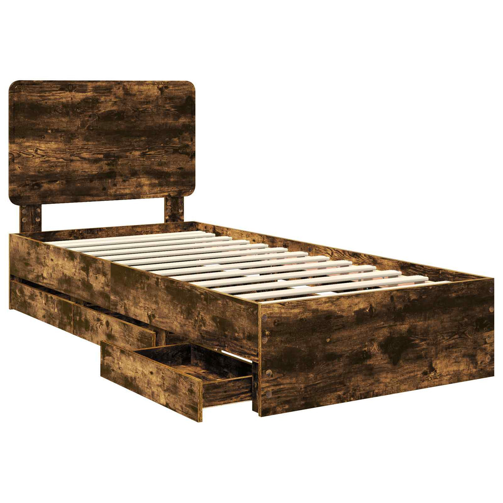 Bettrahmen Geräucherte Eiche 90 x 200 cm Ingenieurs Holz