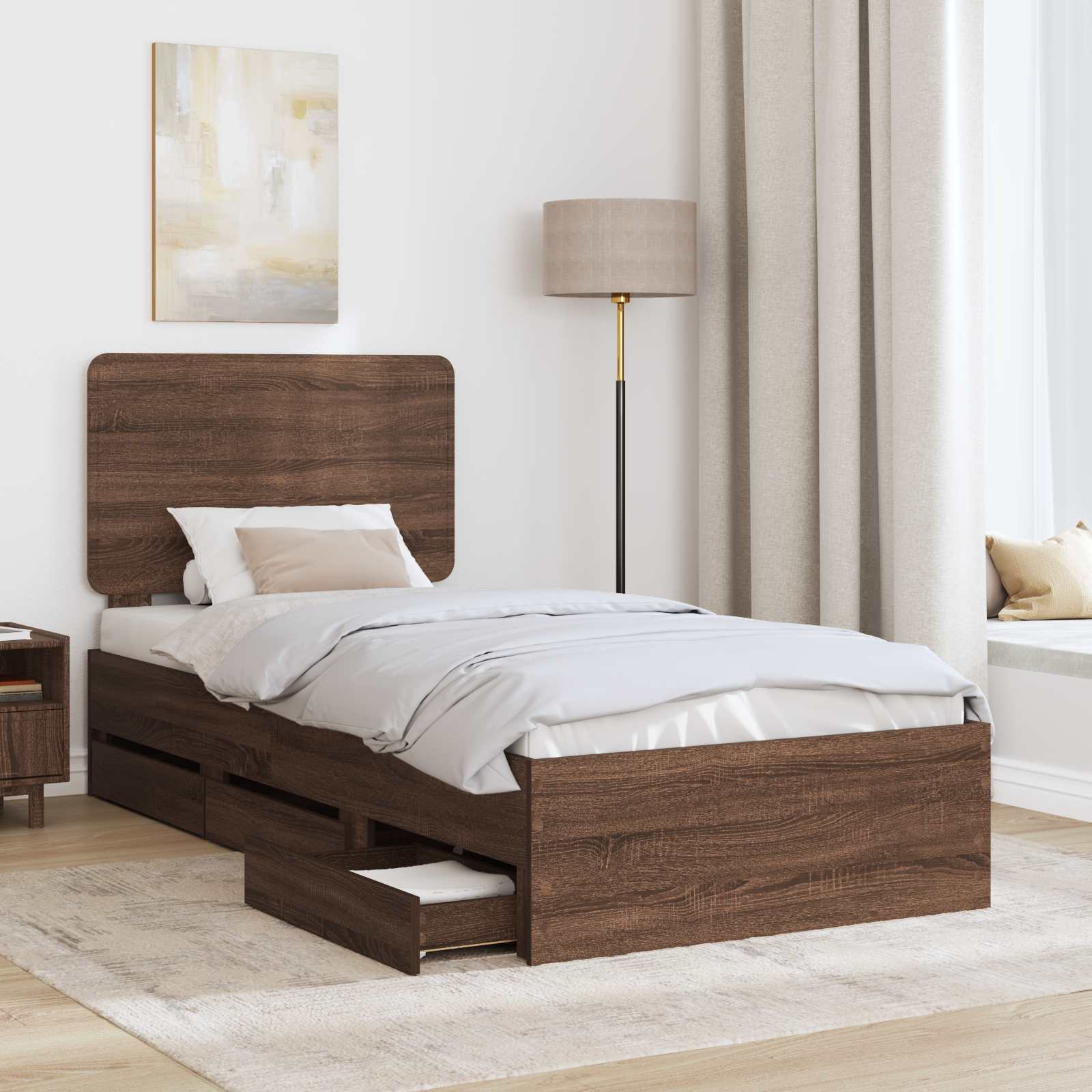 Bettrahmen Braun Eichen-Optik 90 x 200 cm Ingenieurs Holz