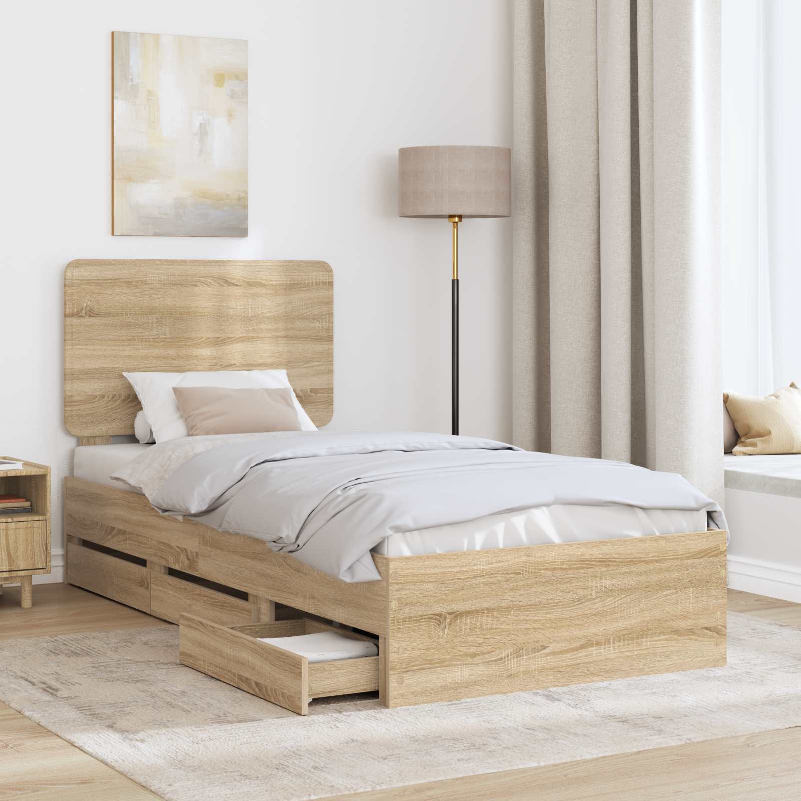 Bettrahmen Sonoma-Eiche 90 x 190 cm Ingenieurs Holz