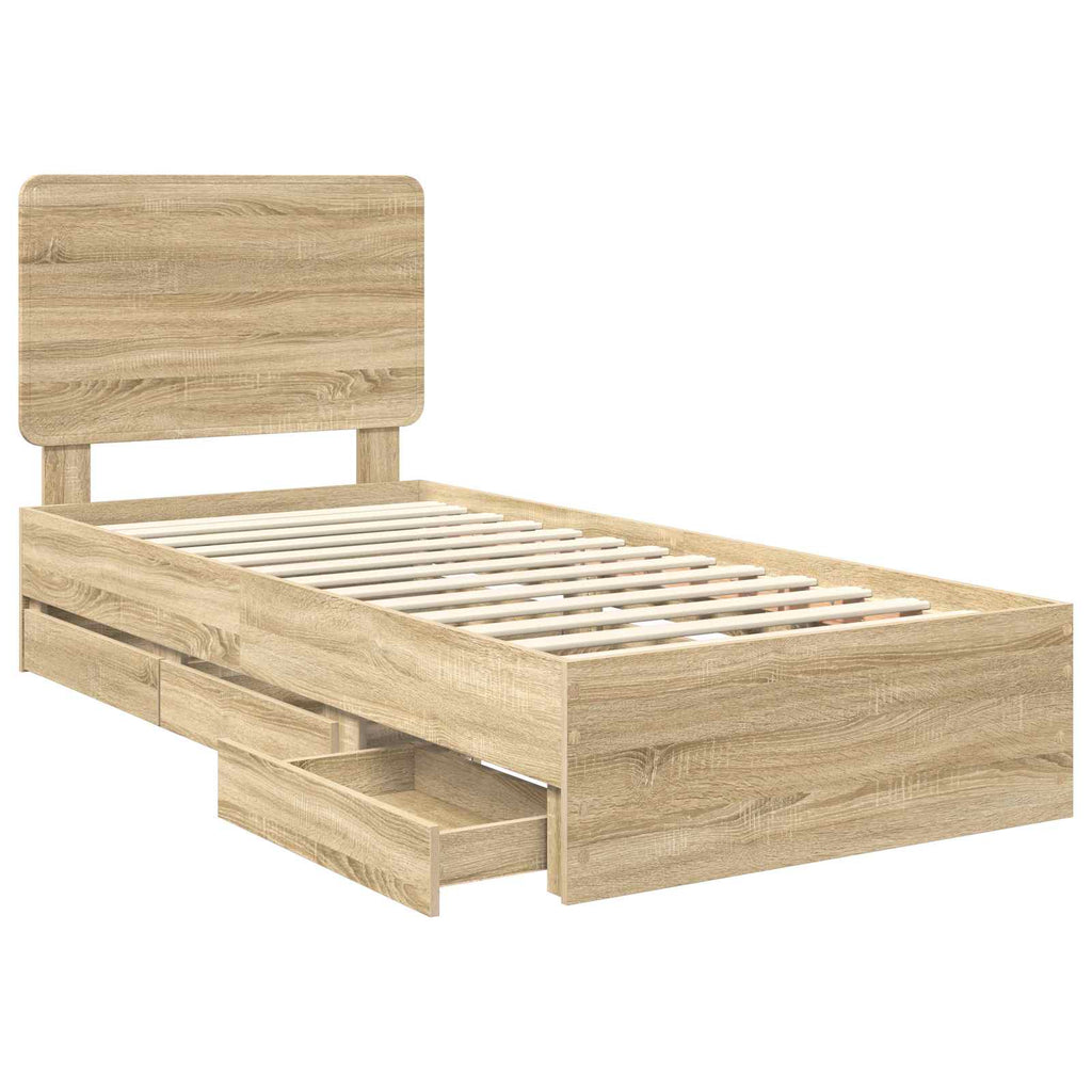 Bettrahmen Sonoma-Eiche 90 x 190 cm Ingenieurs Holz