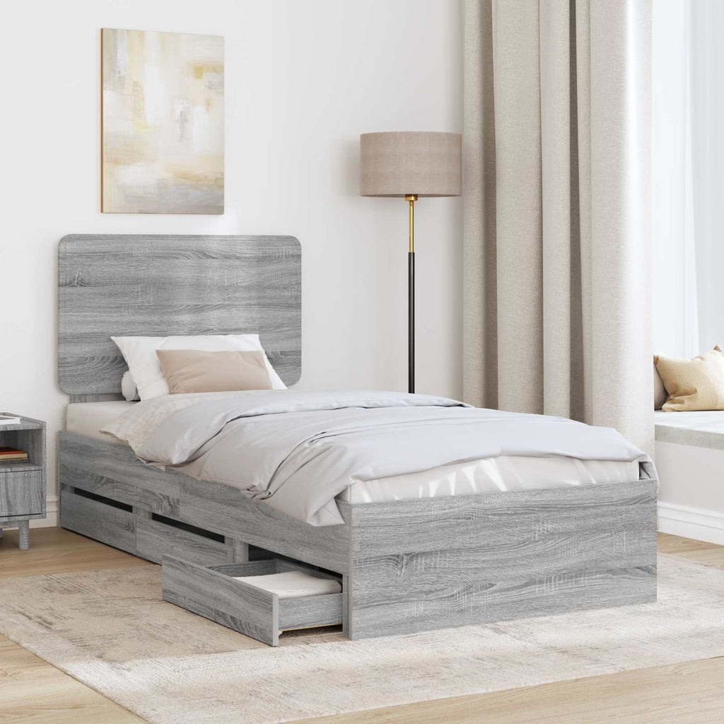 Bettrahmen Graues Sonoma 90 x 190 cm Ingenieurs Holz