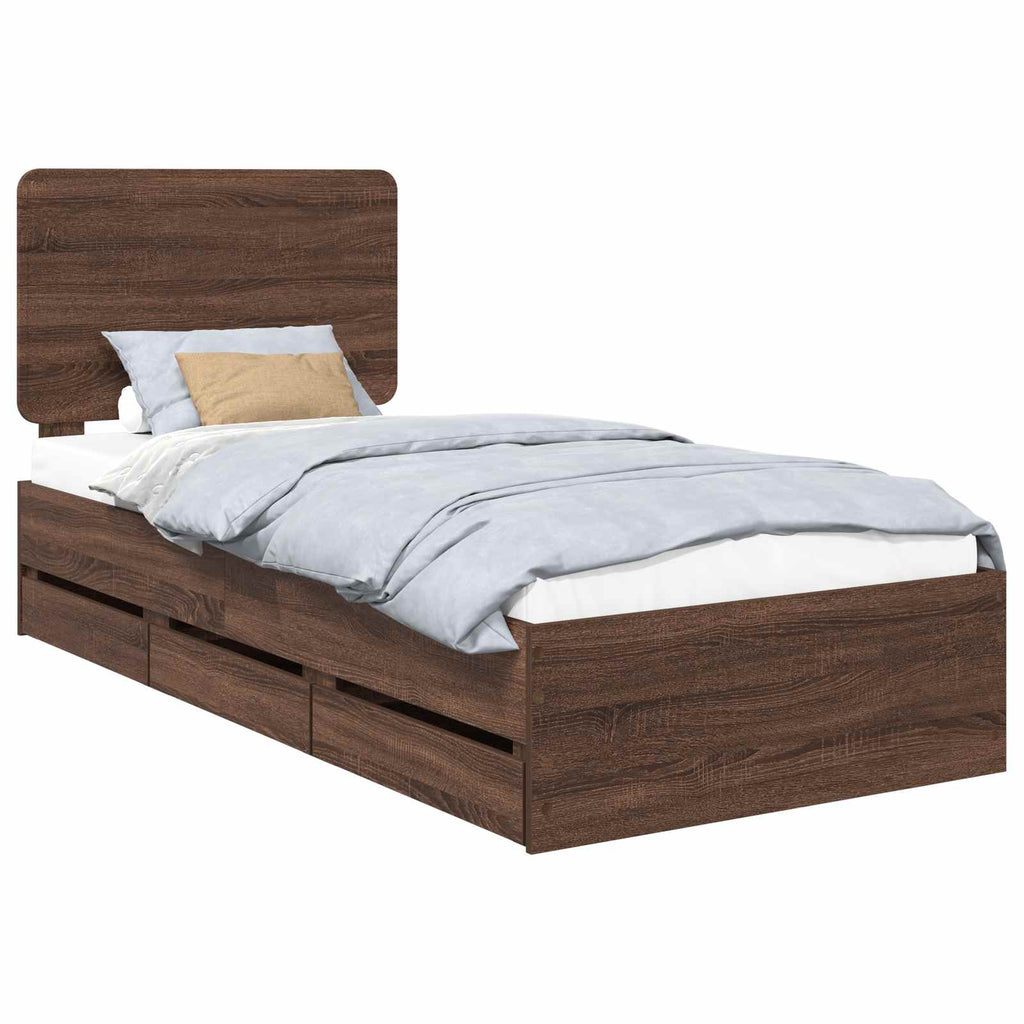 Bettrahmen Braun Eichen-Optik 90 x 190 cm Ingenieurs Holz