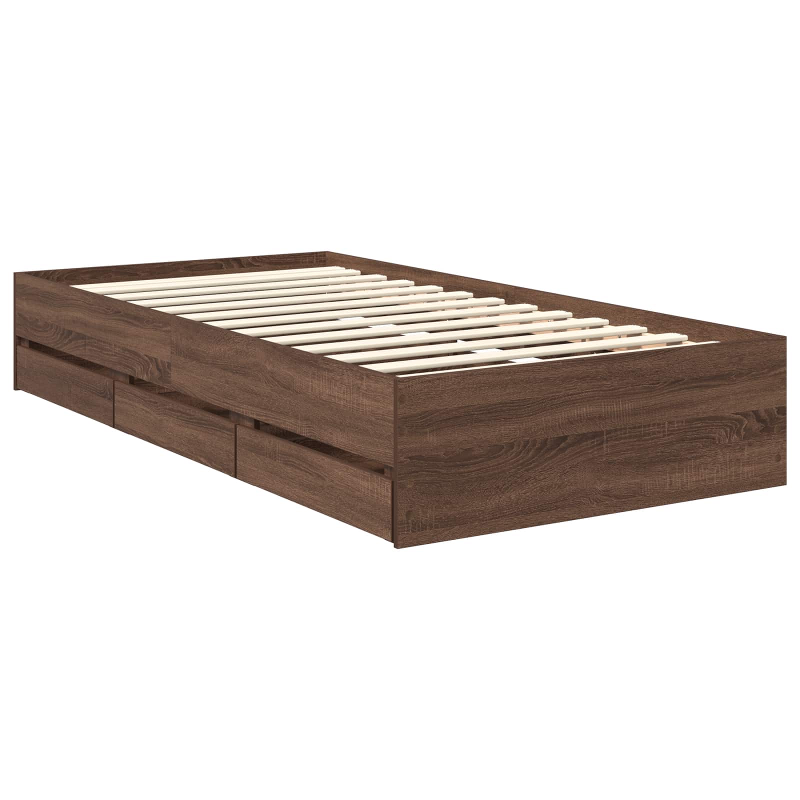 Bettrahmen Braun Eichen-Optik 90 x 190 cm Ingenieurs Holz