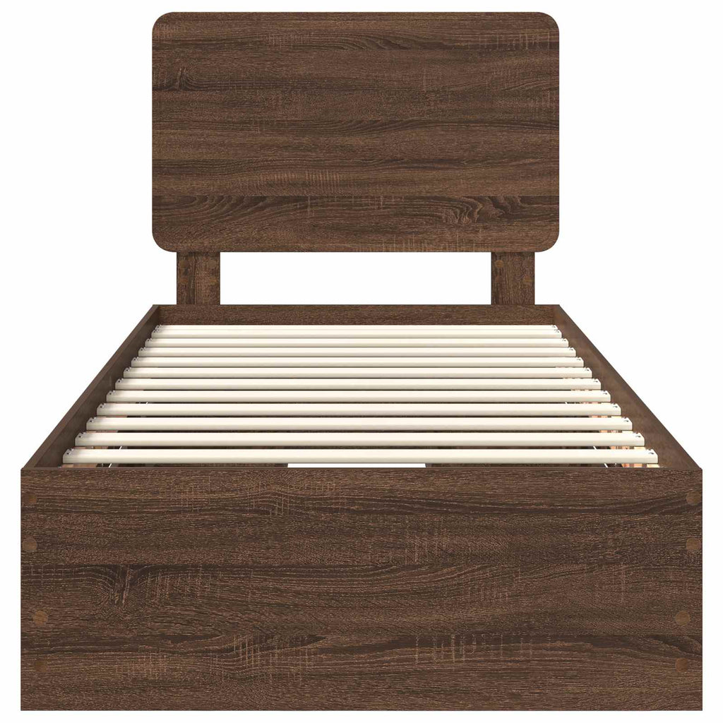 Bettrahmen Braun Eichen-Optik 90 x 190 cm Ingenieurs Holz