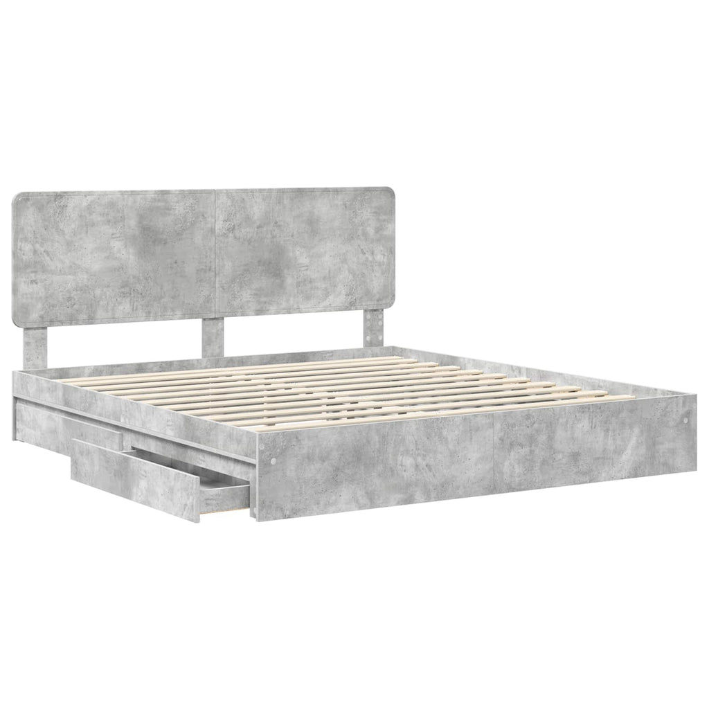Aufbewahrungsbett Beton Grau 180 x 200 cm Holzwerkstoff