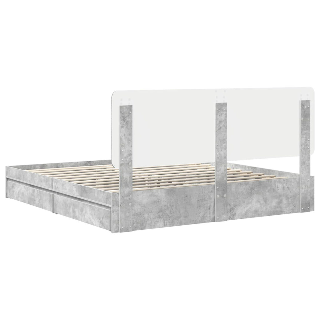 Aufbewahrungsbett Beton Grau 180 x 200 cm Holzwerkstoff