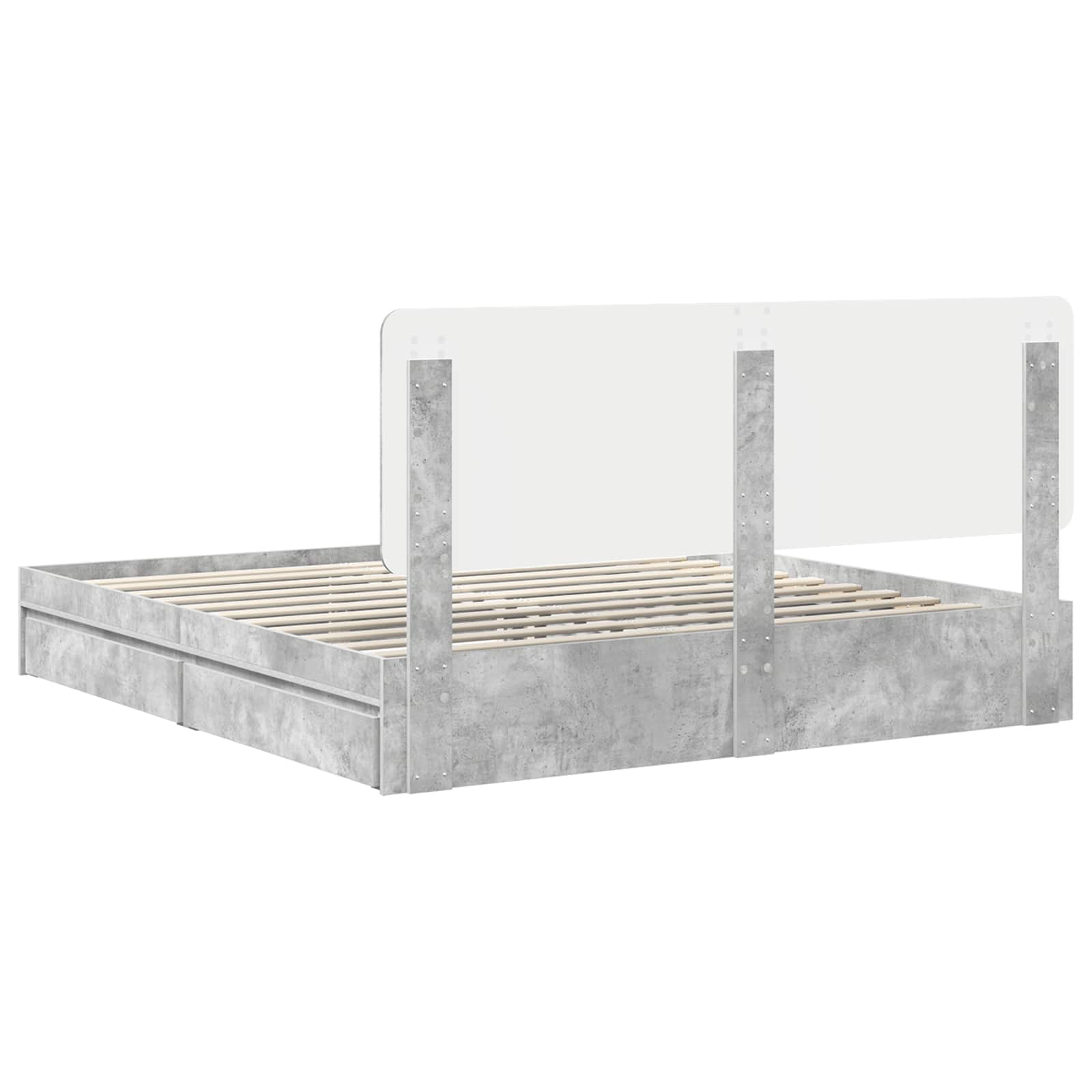Aufbewahrungsbett Beton Grau 180 x 200 cm Holzwerkstoff