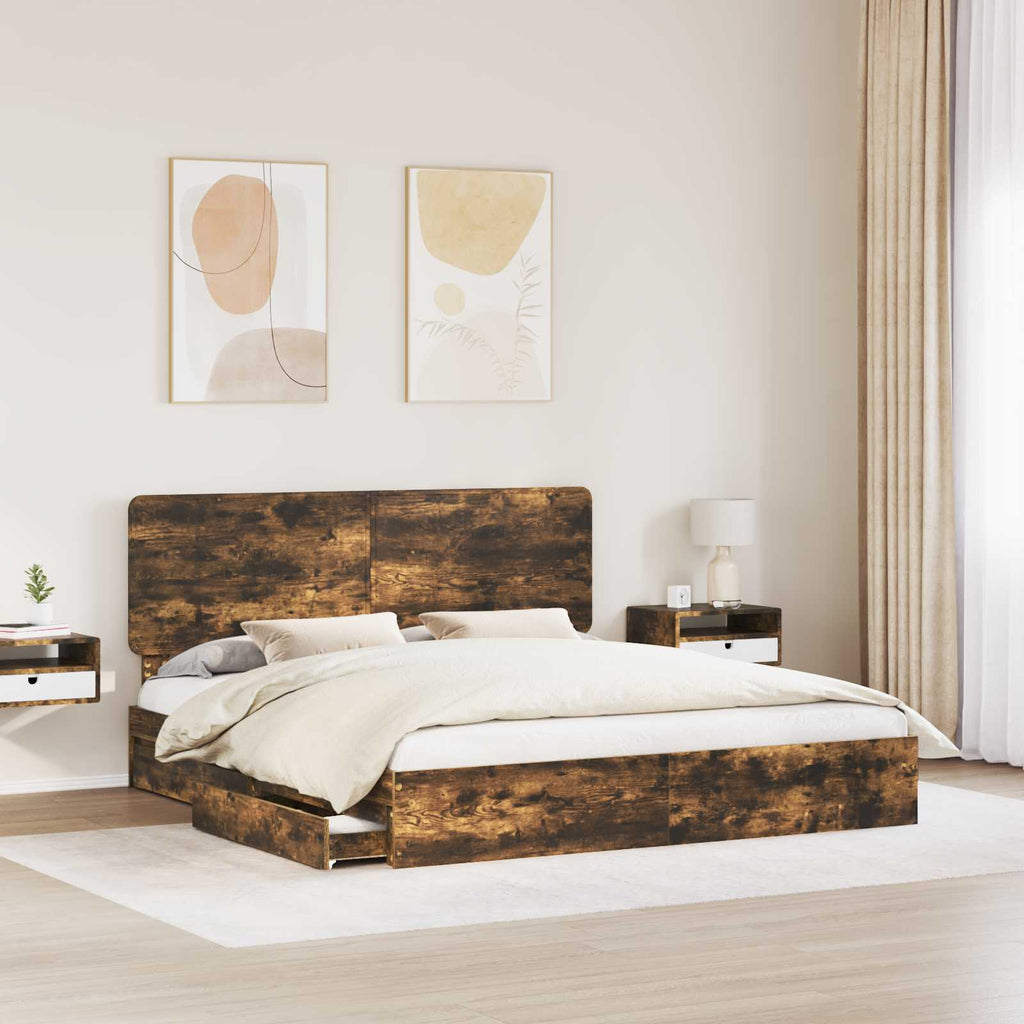 Aufbewahrungsbett Geräucherte Eiche 180 x 200 cm Holzwerkstoff