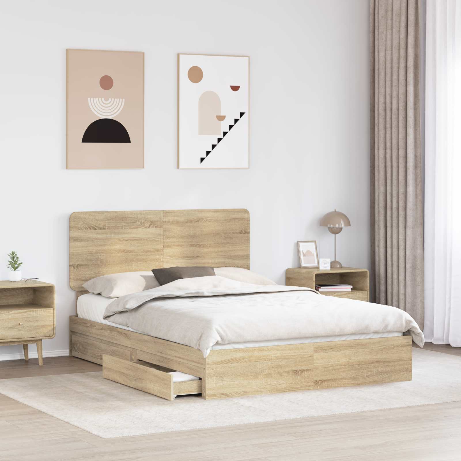 Aufbewahrungsbett Sonoma-Eiche 160 x 200 cm Holzwerkstoff