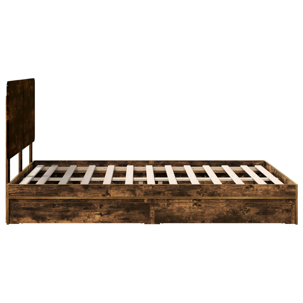 Aufbewahrungsbett Geräucherte Eiche 160 x 200 cm Holzwerkstoff