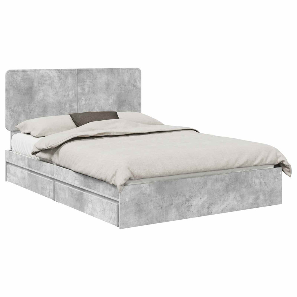Aufbewahrungsbett Beton Grau 150 x 200 cm Holzwerkstoff