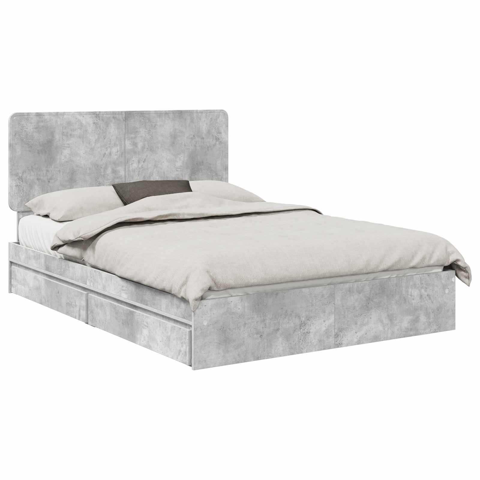 Aufbewahrungsbett Beton Grau 150 x 200 cm Holzwerkstoff