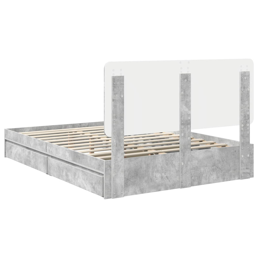 Aufbewahrungsbett Beton Grau 150 x 200 cm Holzwerkstoff