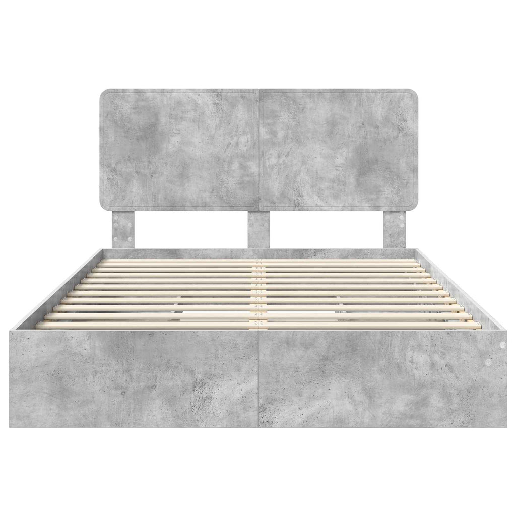 Aufbewahrungsbett Beton Grau 150 x 200 cm Holzwerkstoff