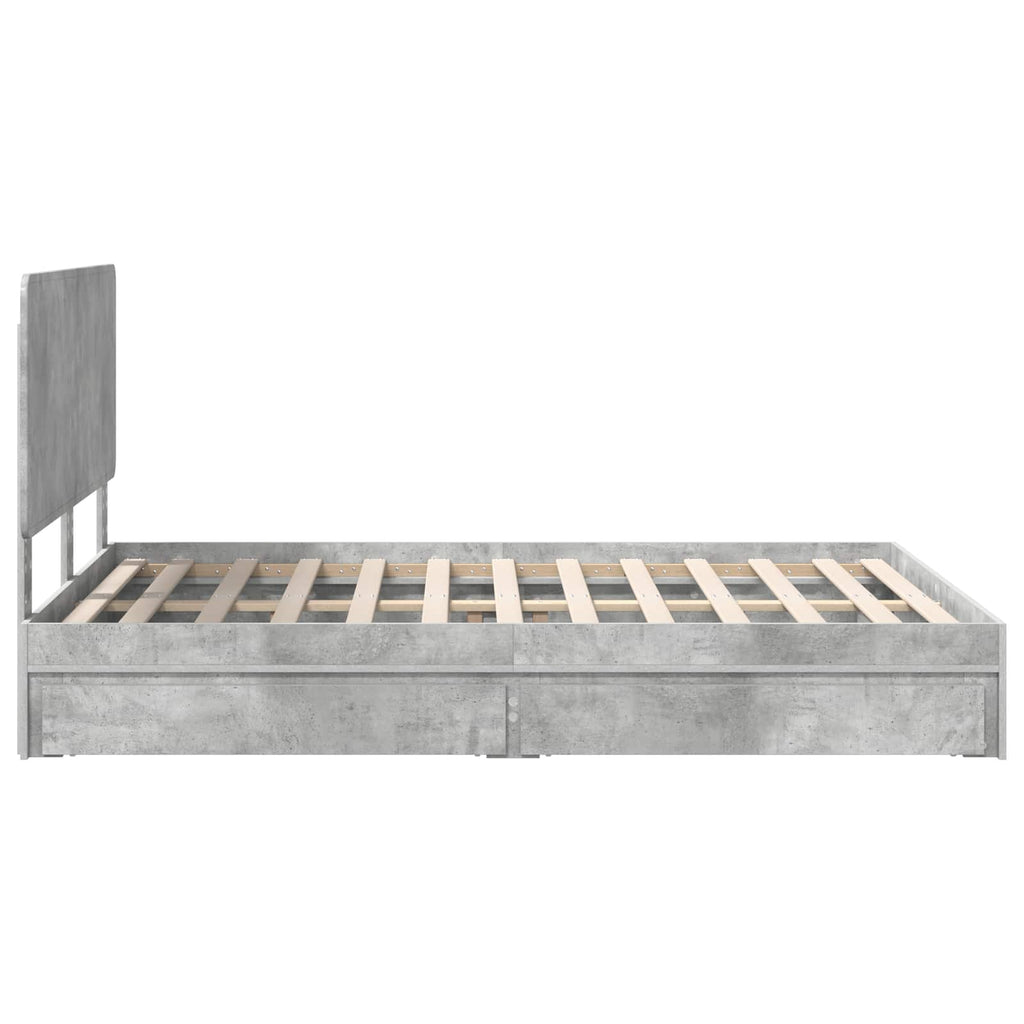 Aufbewahrungsbett Beton Grau 150 x 200 cm Holzwerkstoff