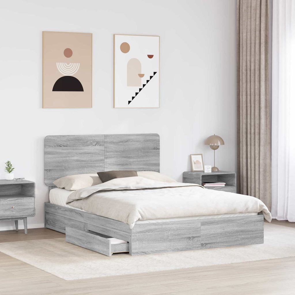Aufbewahrungsbett Graues Sonoma 150 x 200 cm Holzwerkstoff