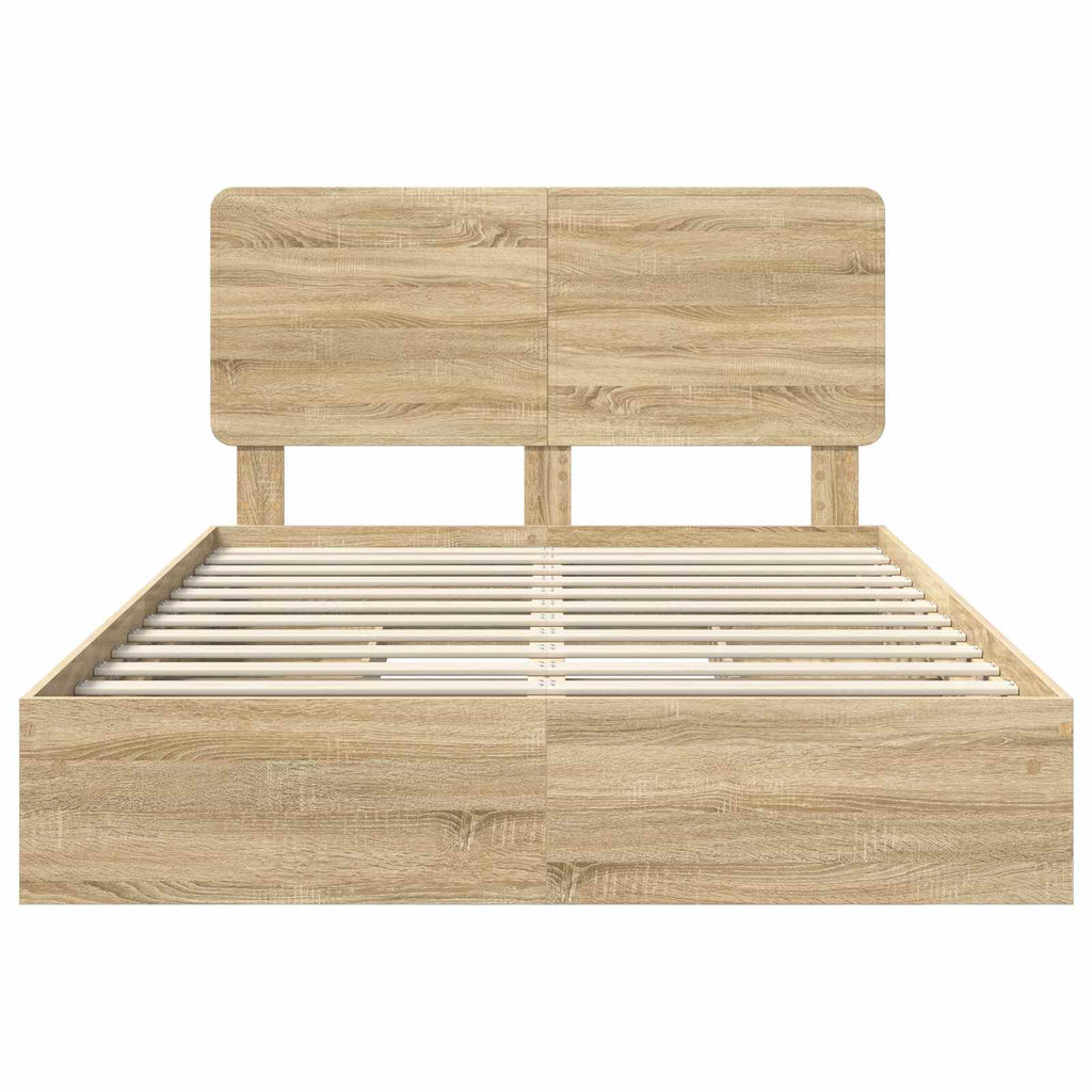 Aufbewahrungsbett Sonoma-Eiche 140 x 200 cm Holzwerkstoff