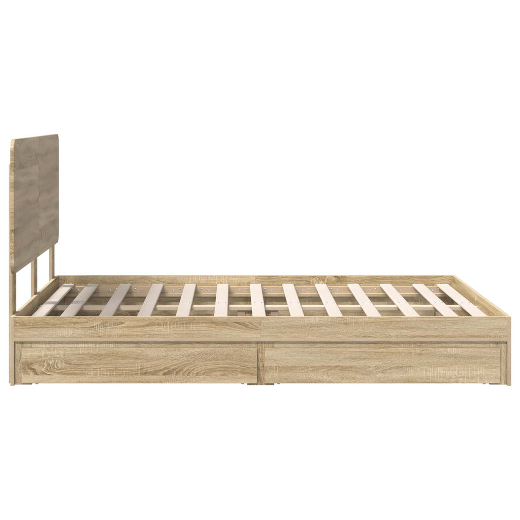 Aufbewahrungsbett Sonoma-Eiche 140 x 190 cm Holzwerkstoff