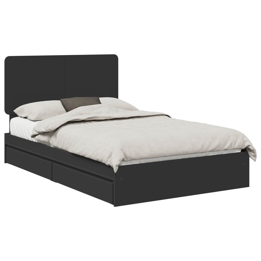 Aufbewahrungsbett Schwarz 135 x 190 cm Holzwerkstoff