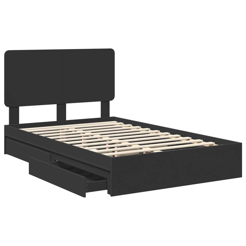 Aufbewahrungsbett Schwarz 135 x 190 cm Holzwerkstoff