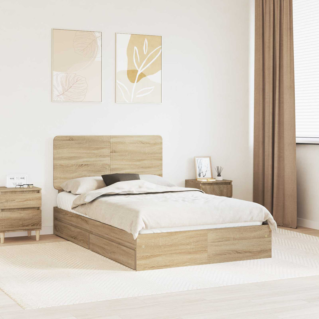 Aufbewahrungsbett Sonoma-Eiche 135 x 190 cm Holzwerkstoff