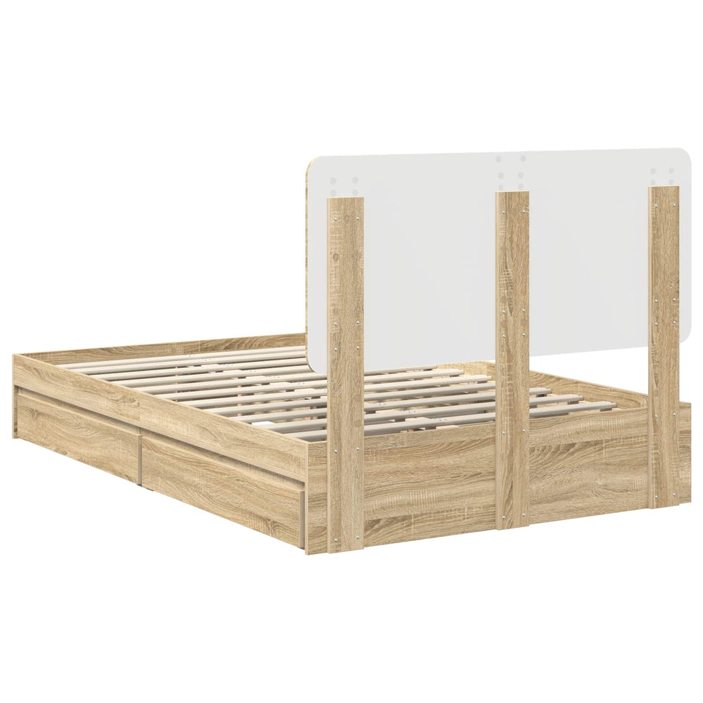 Aufbewahrungsbett Sonoma-Eiche 135 x 190 cm Holzwerkstoff