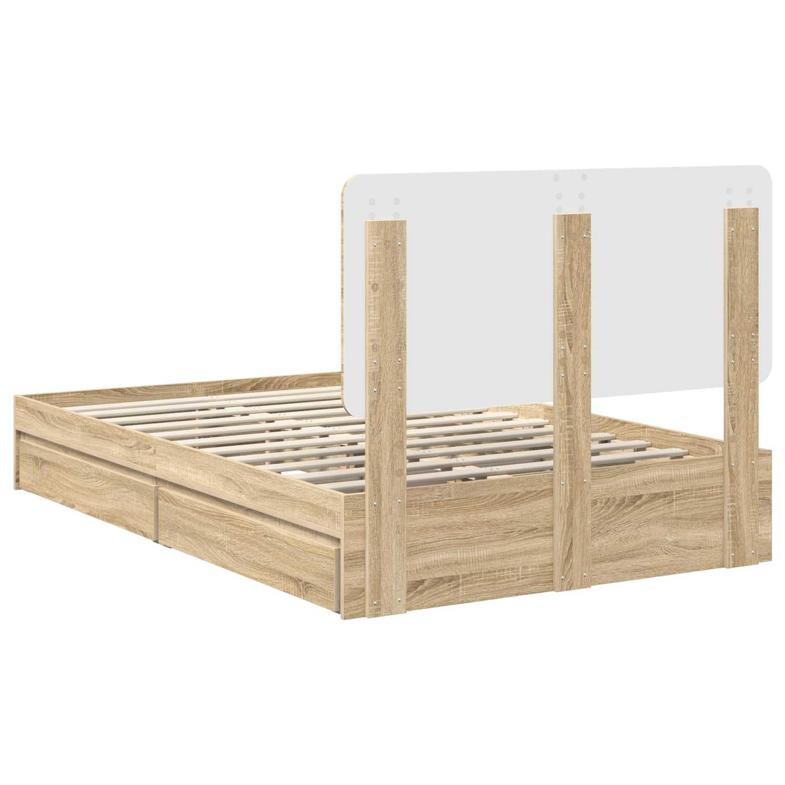 Aufbewahrungsbett Sonoma-Eiche 135 x 190 cm Holzwerkstoff