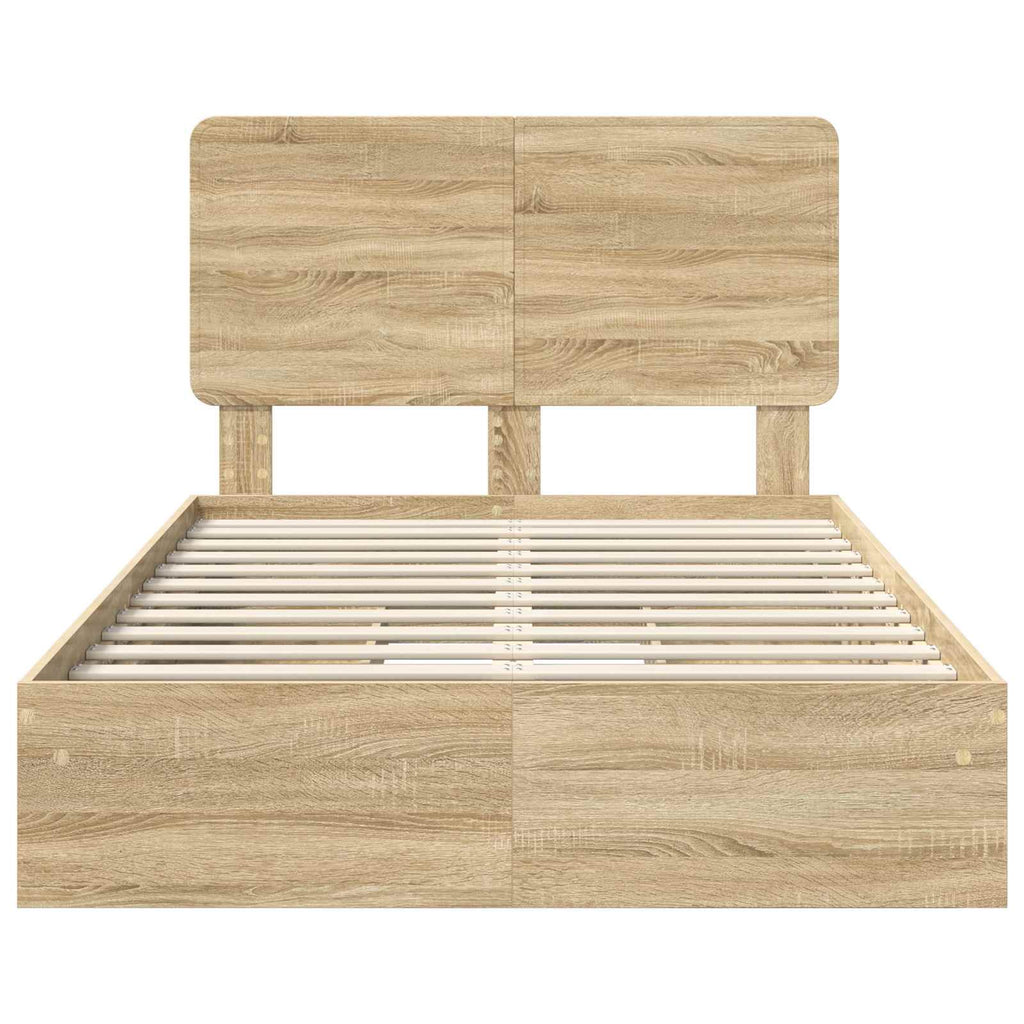 Aufbewahrungsbett Sonoma-Eiche 135 x 190 cm Holzwerkstoff