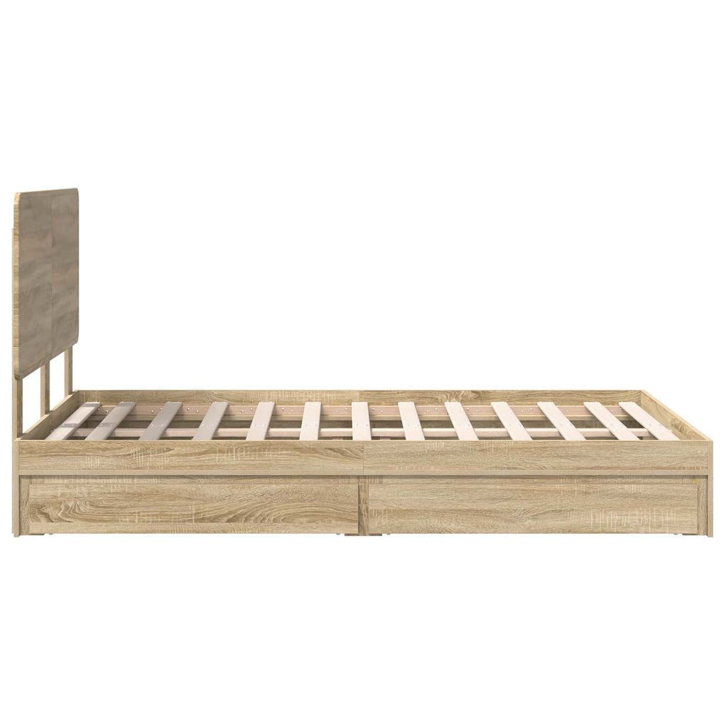 Aufbewahrungsbett Sonoma-Eiche 135 x 190 cm Holzwerkstoff